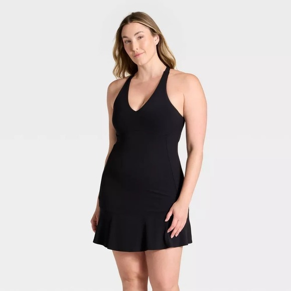 NWT Women's Knit Ruched Active Dress - All In Motion Black Tennis - Picture 9 of 10